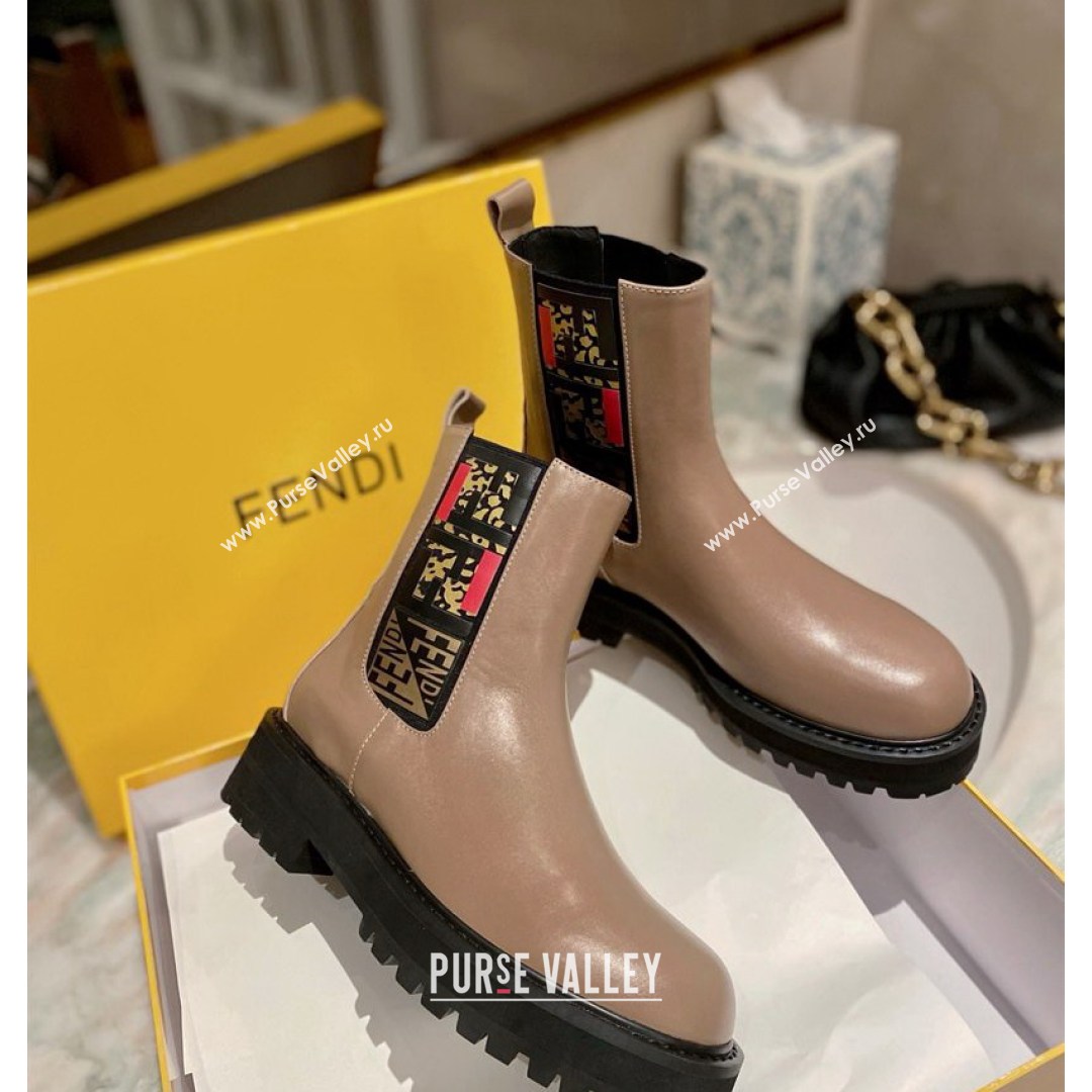 Fendi Force Calfskin Ankle Boots Brown/Multicolor 2021 (MD-21081249)