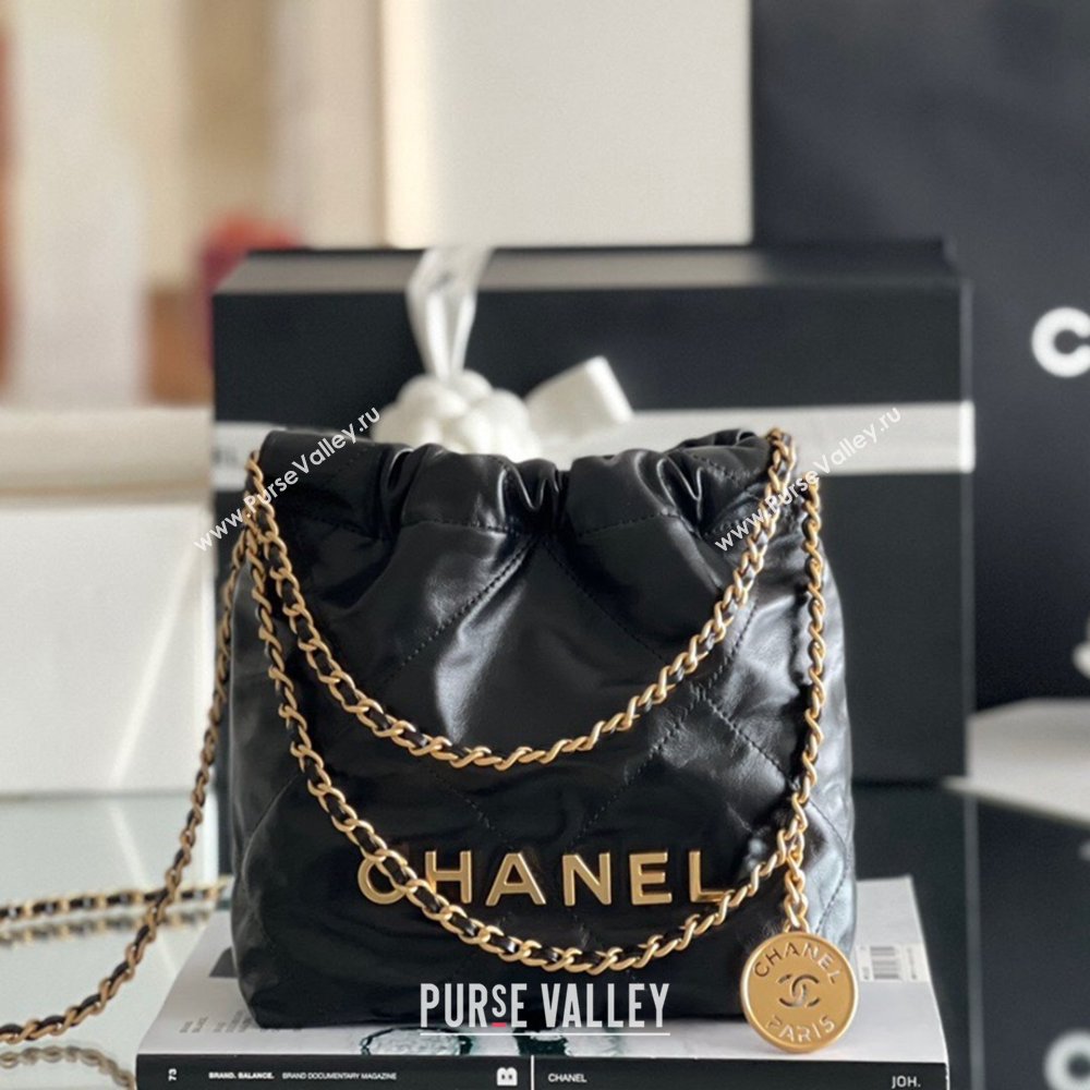 Chanel 22 Mini Bag in Shiny Calfskin AS3980 Black/Gold 2024 Top Quality (MHE-24072208)