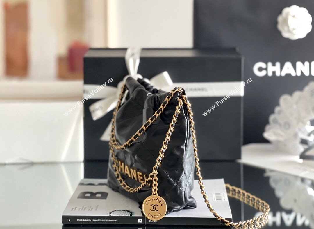 Chanel 22 Mini Bag in Shiny Calfskin AS3980 Black/Gold 2024 Top Quality (MHE-24072208)