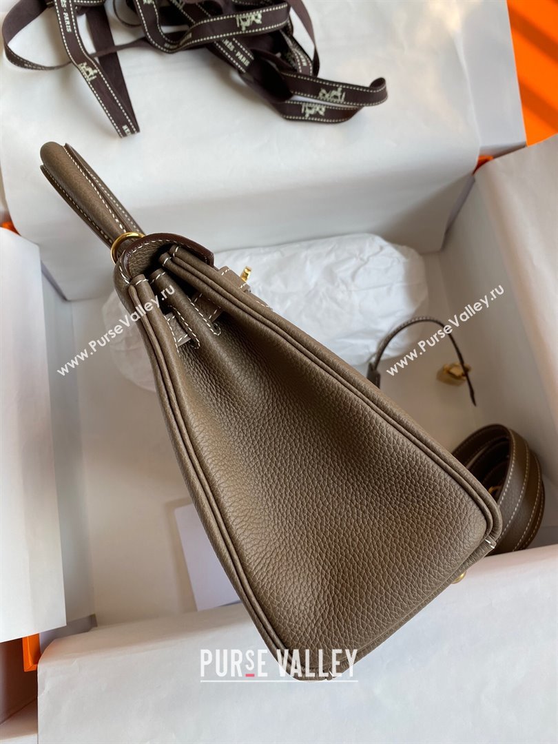 Hermes Kelly 25/28cm Bag in Original Togo Leather Etoupe/Gold 2024(Handmade) (M-24022811)