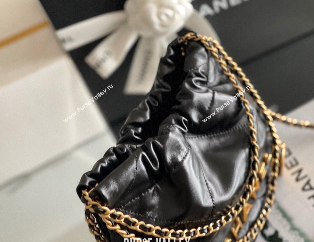 Chanel 22 Mini Bag in Shiny Calfskin AS3980 Black/Gold 2024 Top Quality (MHE-24072208)