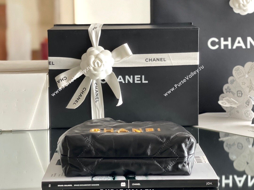 Chanel 22 Mini Bag in Shiny Calfskin AS3980 Black/Gold 2024 Top Quality (MHE-24072208)