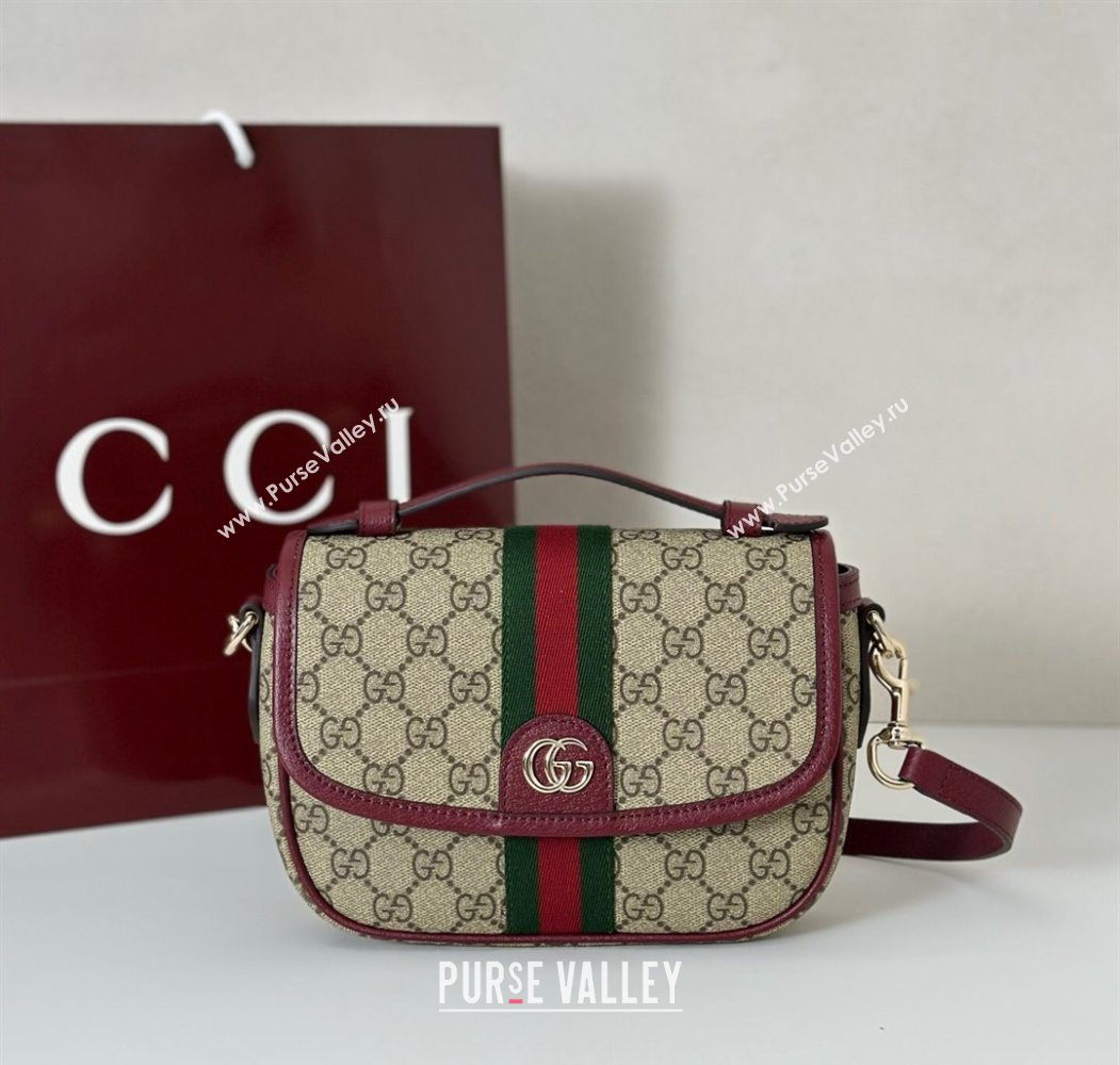 Gucci Ophidia GG Canvas small top handle bag Ancora Red 2025 836843 (DLH-250808045)