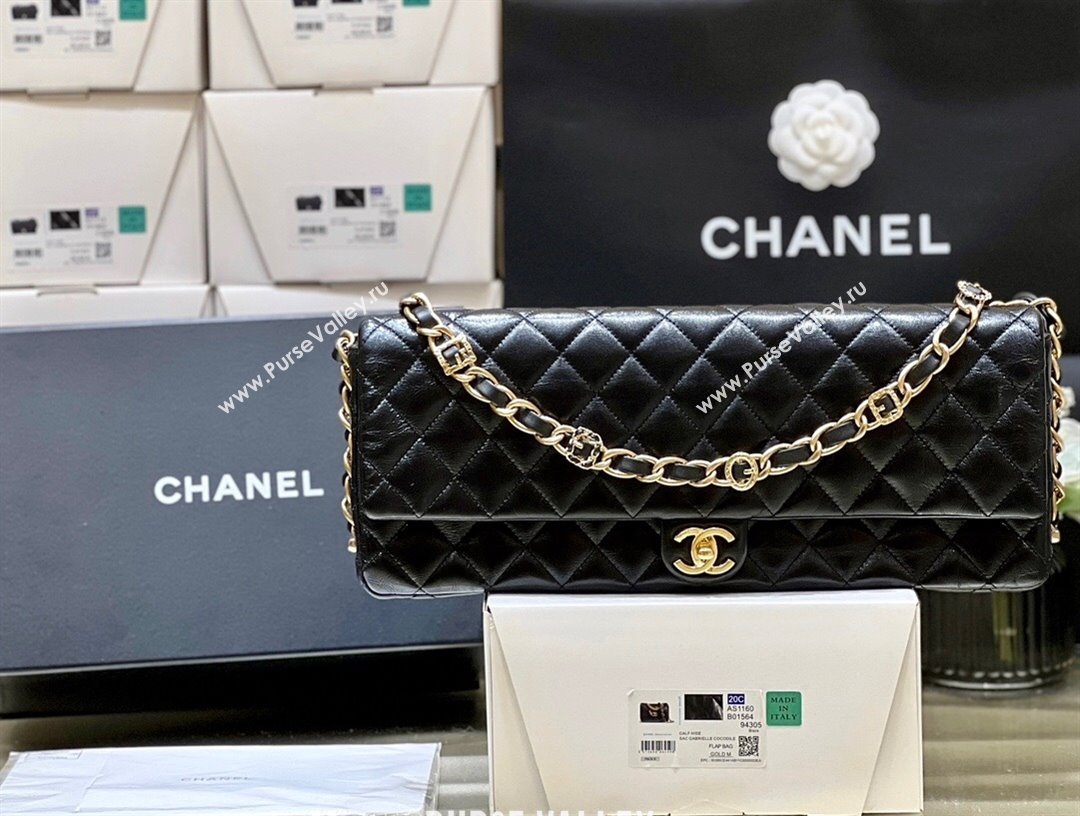 Chanel Maxi Long Flap Bag with Chain in Quilted Oil Waxed Sheepskin AS5006 Black 2024 Top Quality (SHUNY-24072209)