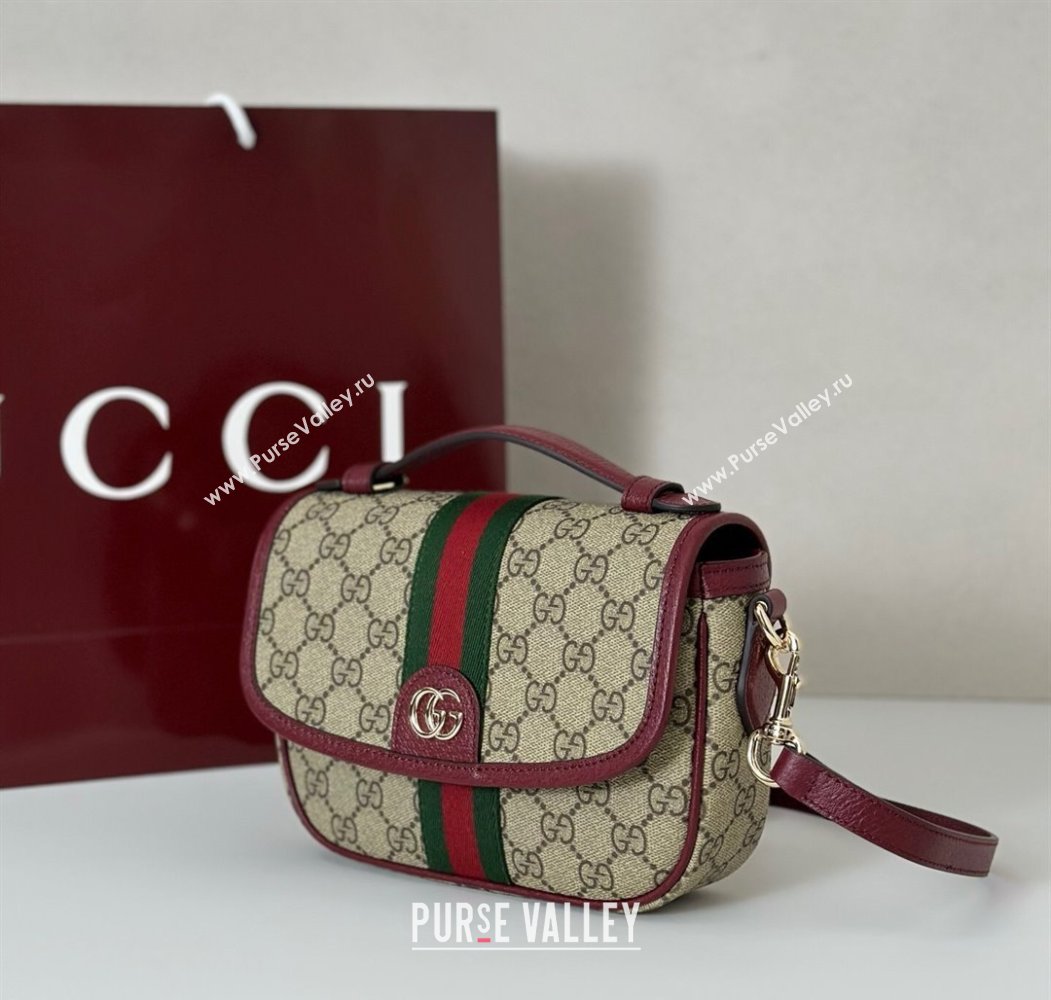 Gucci Ophidia GG Canvas small top handle bag Ancora Red 2025 836843 (DLH-250808045)