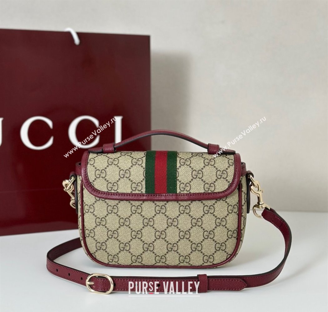 Gucci Ophidia GG Canvas small top handle bag Ancora Red 2025 836843 (DLH-250808045)