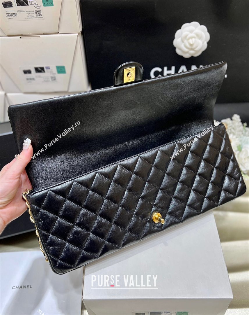 Chanel Maxi Long Flap Bag with Chain in Quilted Oil Waxed Sheepskin AS5006 Black 2024 Top Quality (SHUNY-24072209)