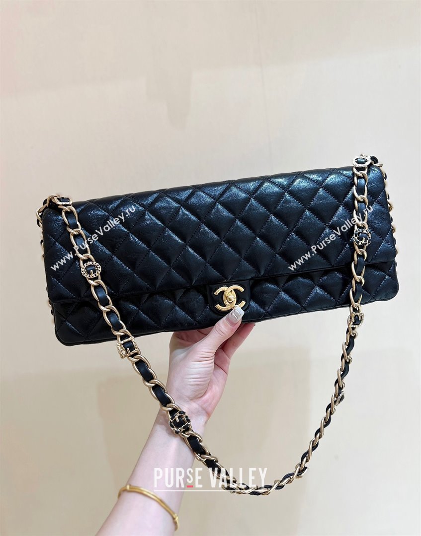 Chanel Maxi Long Flap Bag with Chain in Quilted Oil Waxed Sheepskin AS5006 Black 2024 Top Quality (SHUNY-24072209)