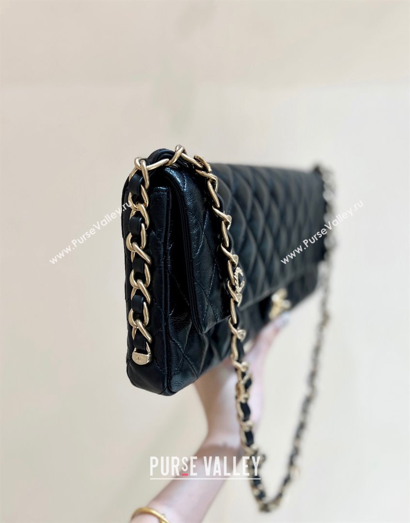 Chanel Maxi Long Flap Bag with Chain in Quilted Oil Waxed Sheepskin AS5006 Black 2024 Top Quality (SHUNY-24072209)