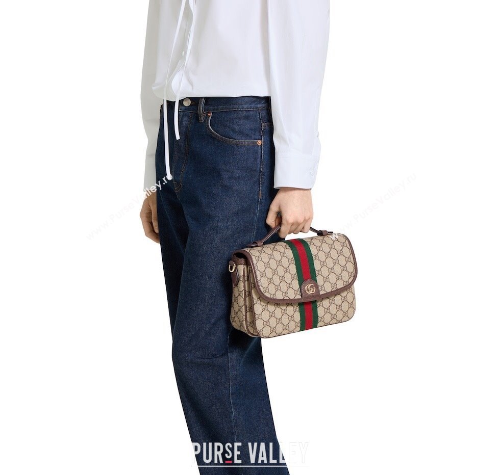 Gucci Ophidia GG Canvas medium top handle bag Ancora Red 2025 836842 (DLH-250808047)