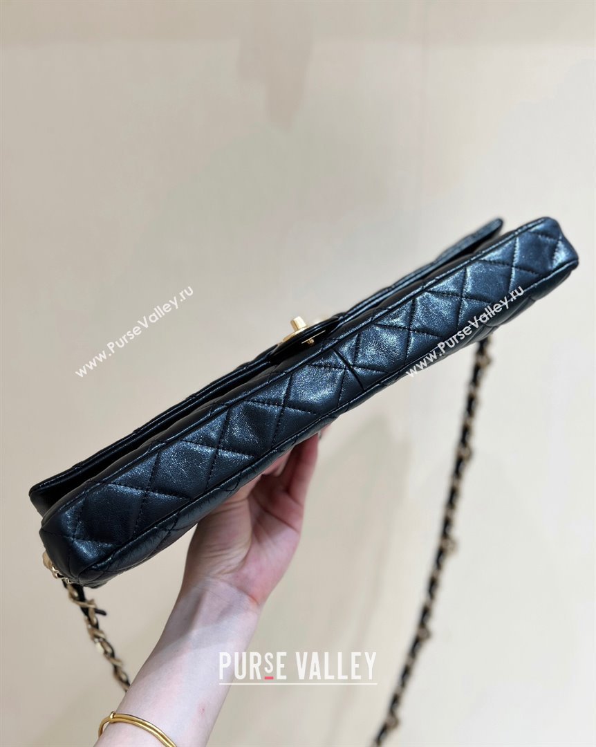 Chanel Maxi Long Flap Bag with Chain in Quilted Oil Waxed Sheepskin AS5006 Black 2024 Top Quality (SHUNY-24072209)