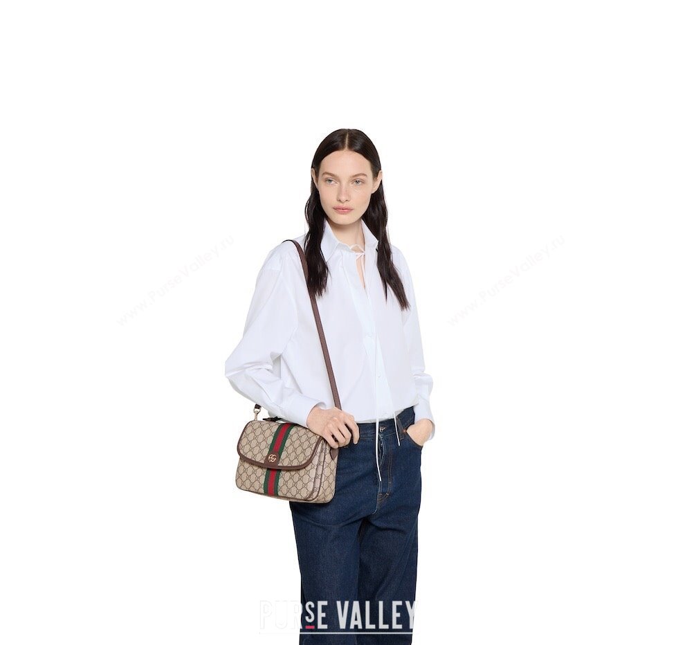 Gucci Ophidia GG Canvas medium top handle bag Ancora Red 2025 836842 (DLH-250808047)