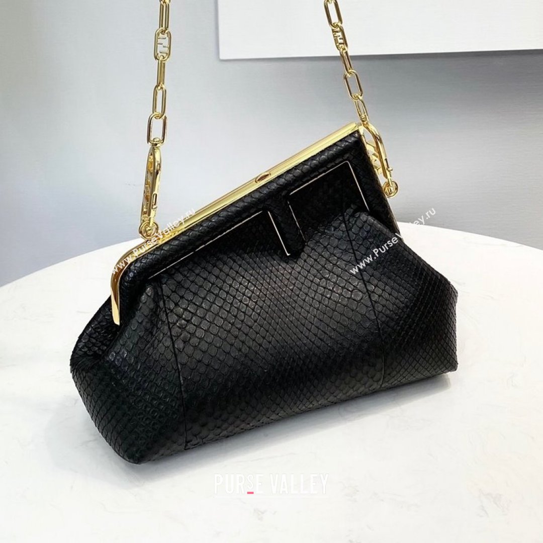 Fendi First Small Snakeskin Leather Bag Black 2021 80018M (CL-21090604)