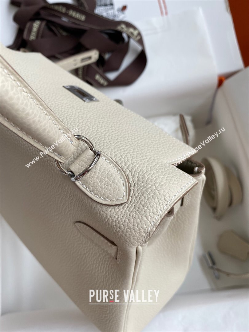 Hermes Kelly 25/28cm Bag in Original Togo Leather Milkshake white/Silver 2024(Handmade) (M-24022812)