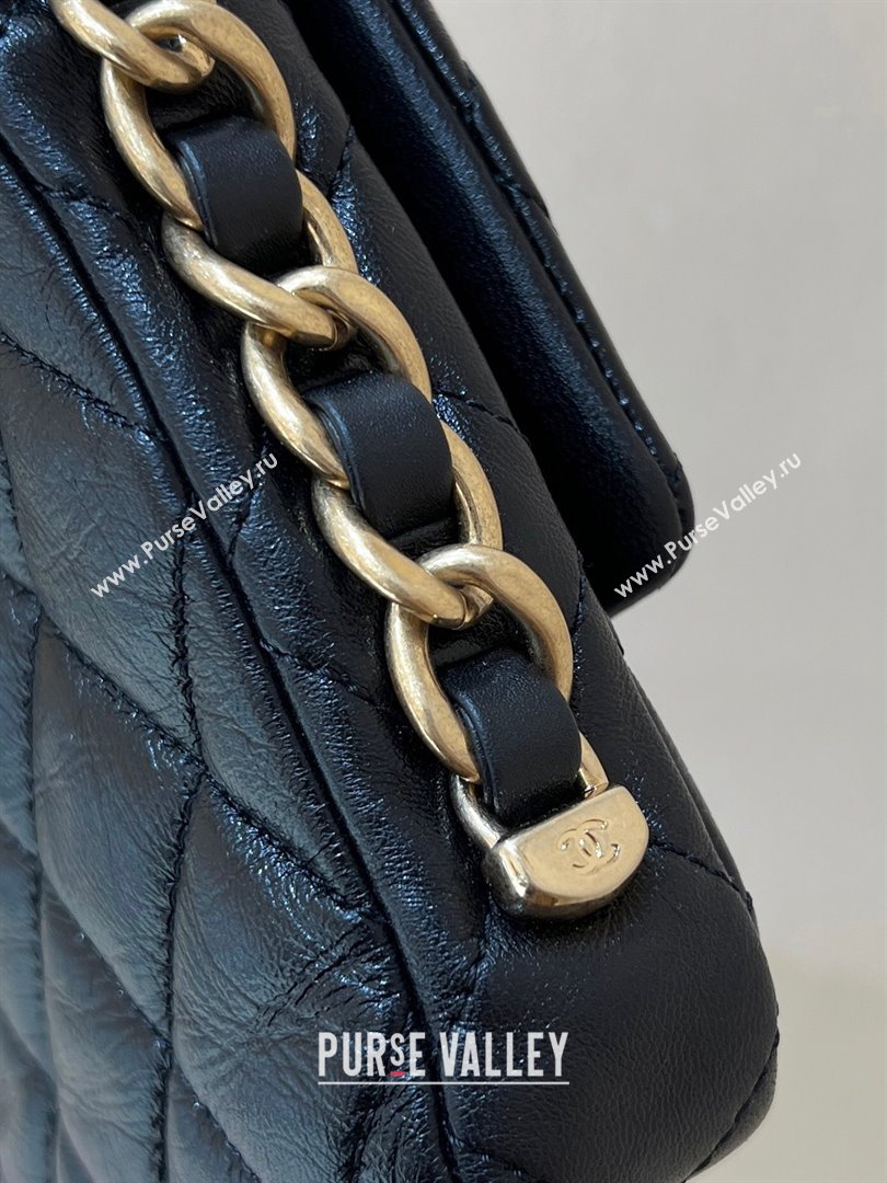 Chanel Maxi Long Flap Bag with Chain in Quilted Oil Waxed Sheepskin AS5006 Black 2024 Top Quality (SHUNY-24072209)