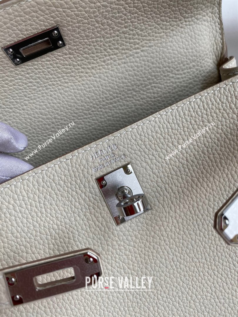 Hermes Kelly 25/28cm Bag in Original Togo Leather Milkshake white/Silver 2024(Handmade) (M-24022812)
