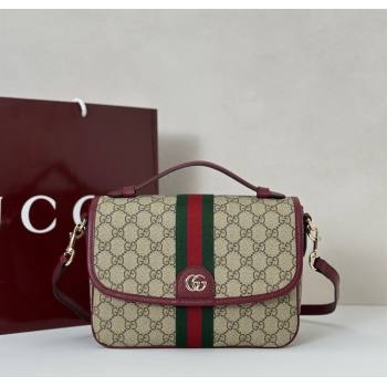 Gucci Ophidia GG Canvas medium top handle bag Ancora Red 2025 836842 (DLH-250808047)