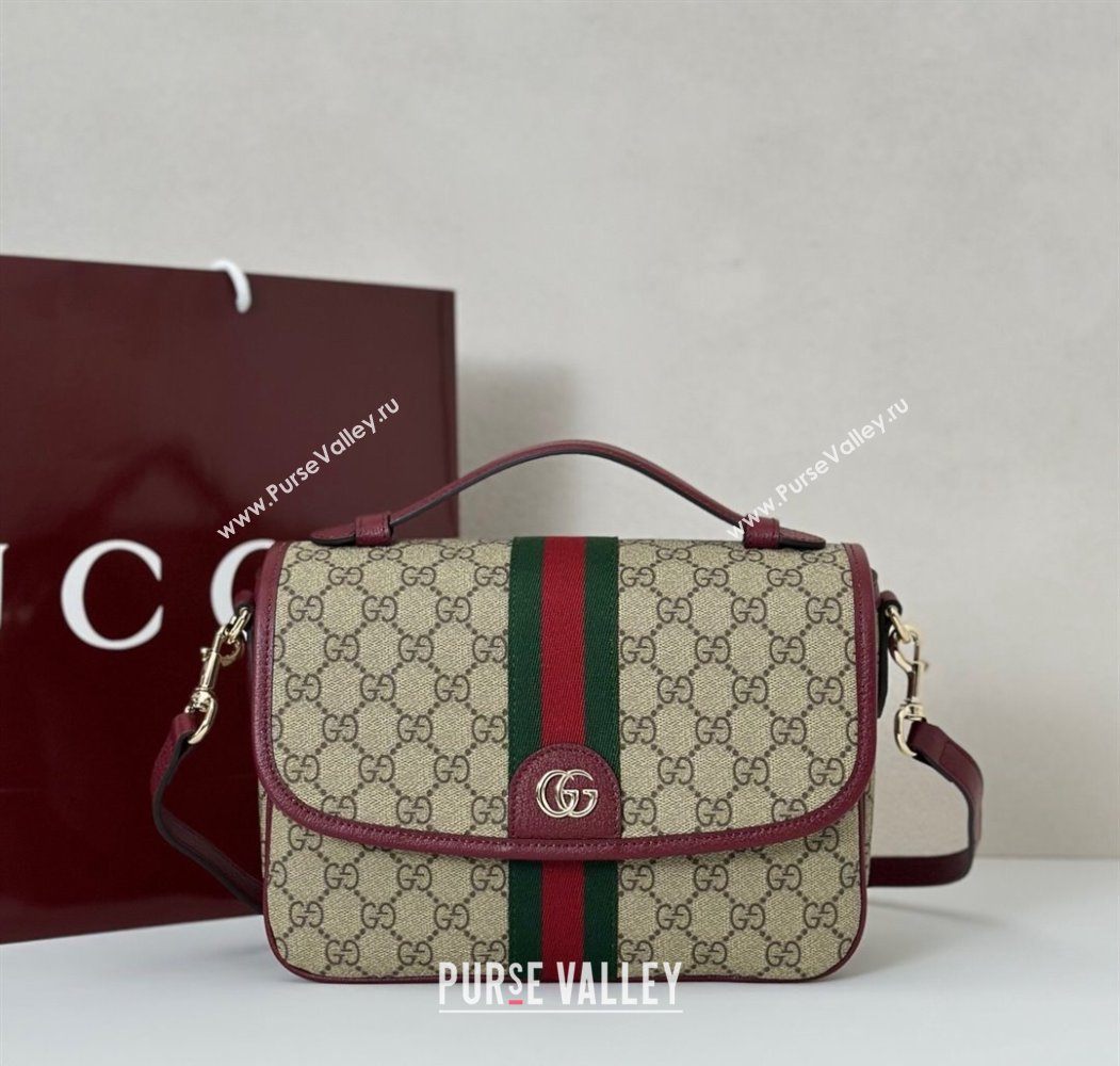 Gucci Ophidia GG Canvas medium top handle bag Ancora Red 2025 836842 (DLH-250808047)