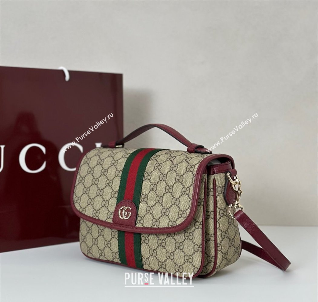 Gucci Ophidia GG Canvas medium top handle bag Ancora Red 2025 836842 (DLH-250808047)