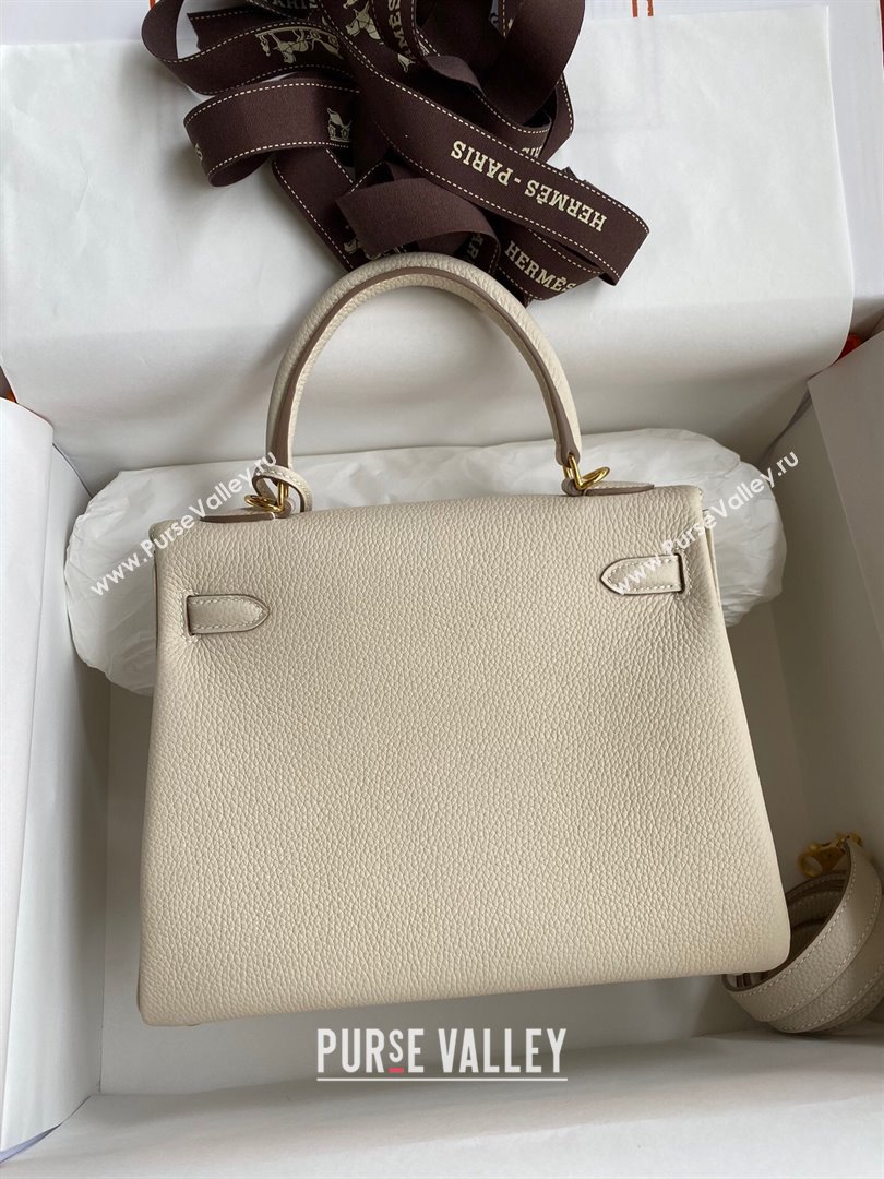 Hermes Kelly 25/28cm Bag in Original Togo Leather Milkshake white/Gold 2024(Handmade) (M-24022813)