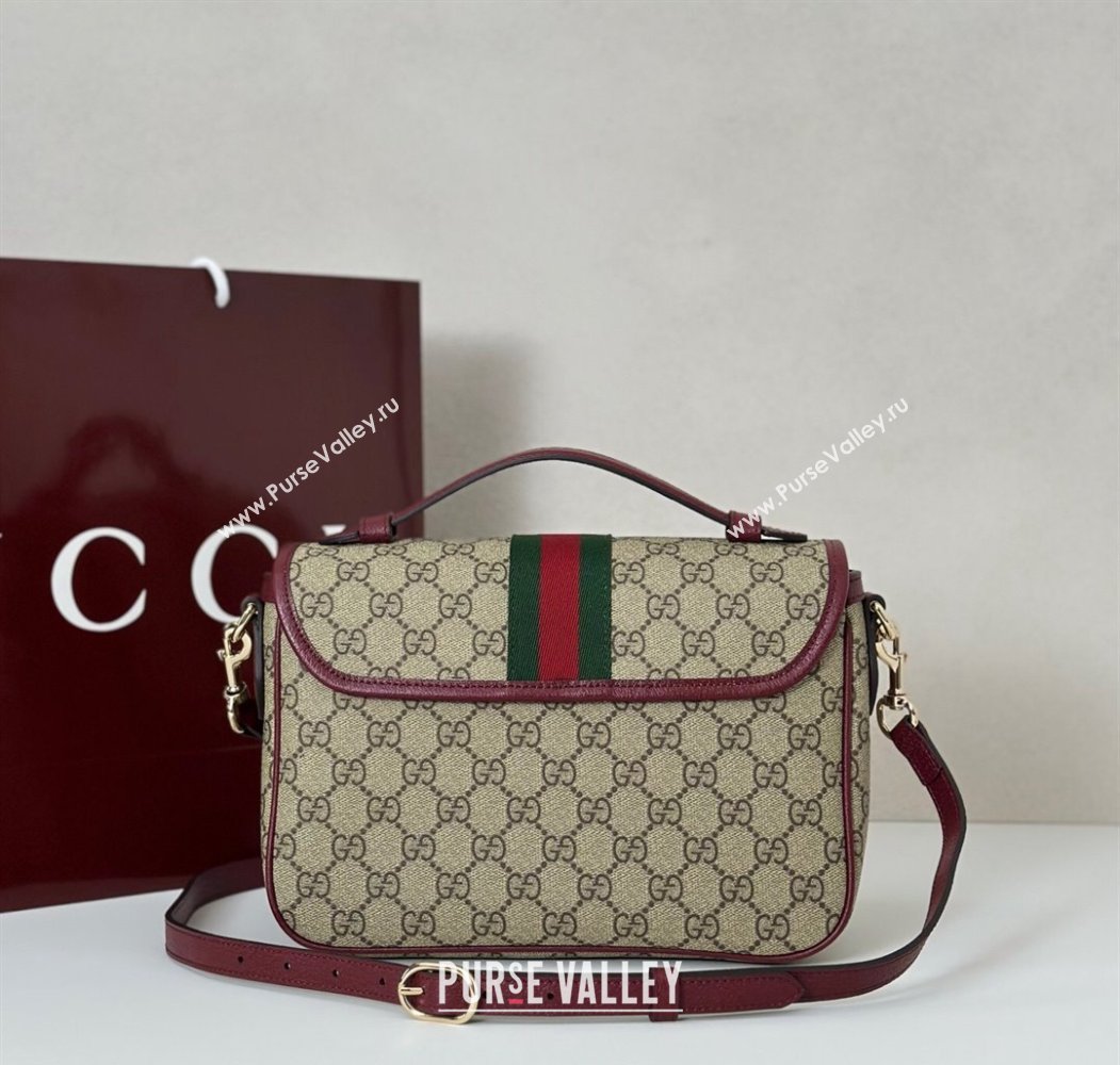 Gucci Ophidia GG Canvas medium top handle bag Ancora Red 2025 836842 (DLH-250808047)