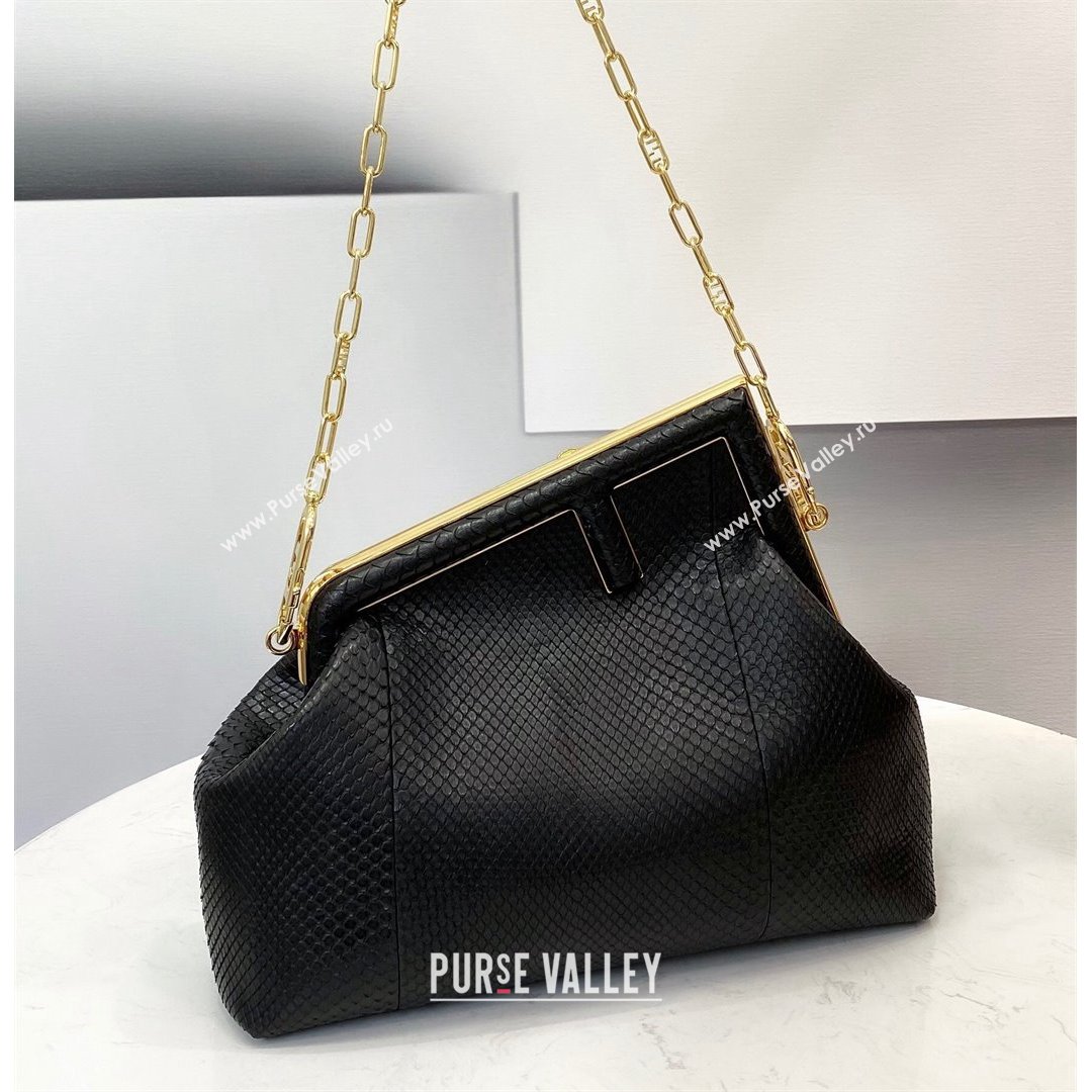 Fendi First Medium Snakeskin Leather Bag Black 2021 80018L (CL-21090605)