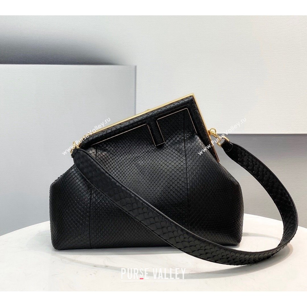 Fendi First Medium Snakeskin Leather Bag Black 2021 80018L (CL-21090605)