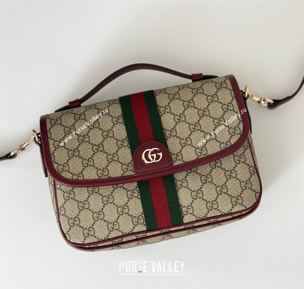 Gucci Ophidia GG Canvas medium top handle bag Ancora Red 2025 836842 (DLH-250808047)