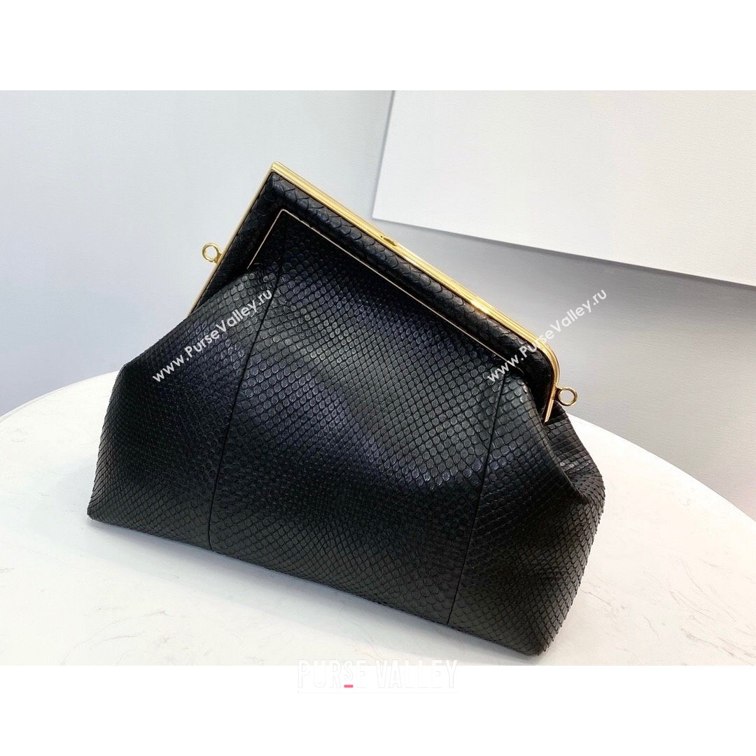 Fendi First Medium Snakeskin Leather Bag Black 2021 80018L (CL-21090605)