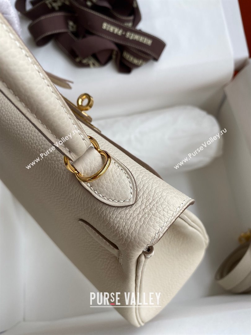 Hermes Kelly 25/28cm Bag in Original Togo Leather Milkshake white/Gold 2024(Handmade) (M-24022813)