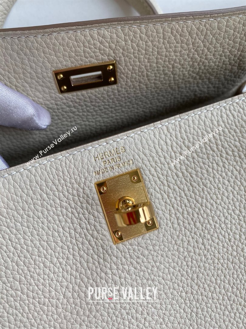 Hermes Kelly 25/28cm Bag in Original Togo Leather Milkshake white/Gold 2024(Handmade) (M-24022813)