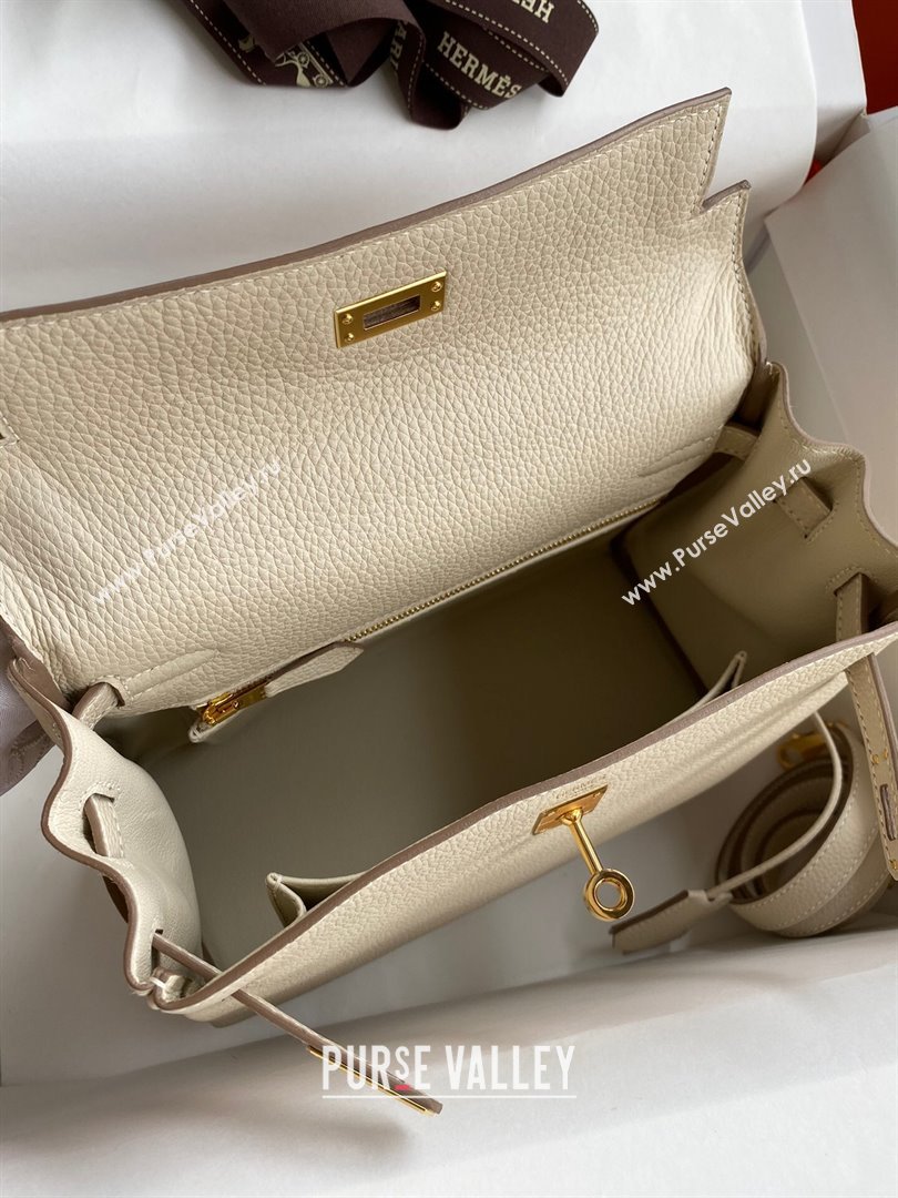 Hermes Kelly 25/28cm Bag in Original Togo Leather Milkshake white/Gold 2024(Handmade) (M-24022813)