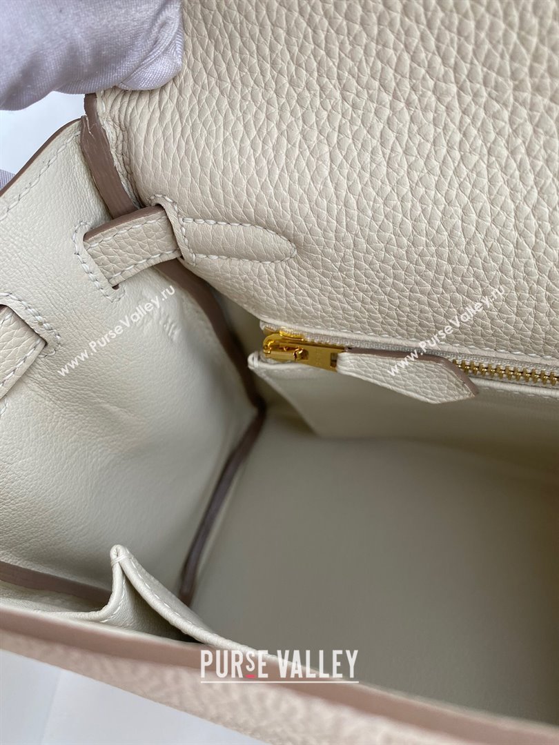 Hermes Kelly 25/28cm Bag in Original Togo Leather Milkshake white/Gold 2024(Handmade) (M-24022813)