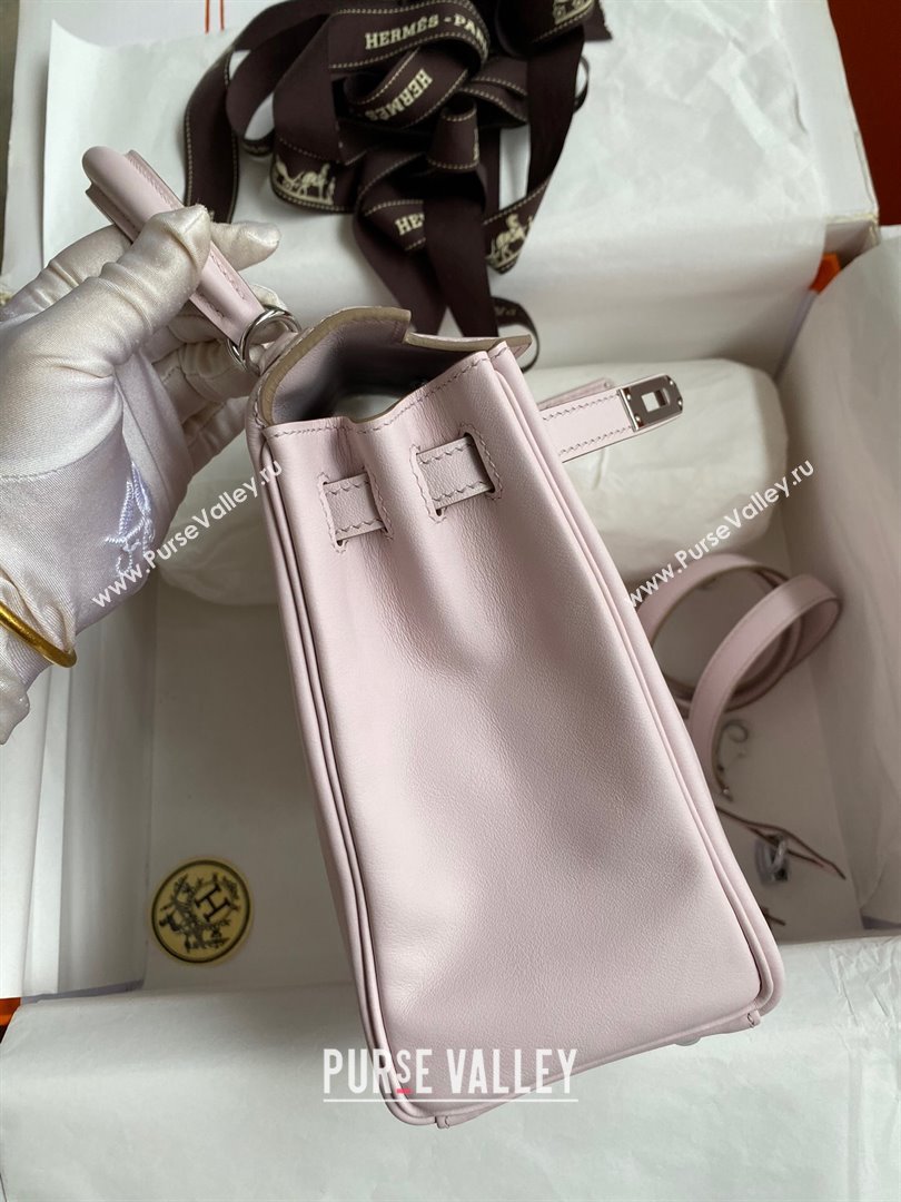 Hermes Kelly 25/28 Bag in Original Swift Leather Fantasy Violet/Silver 2024 (Full Handmade) (XYA-24040901)