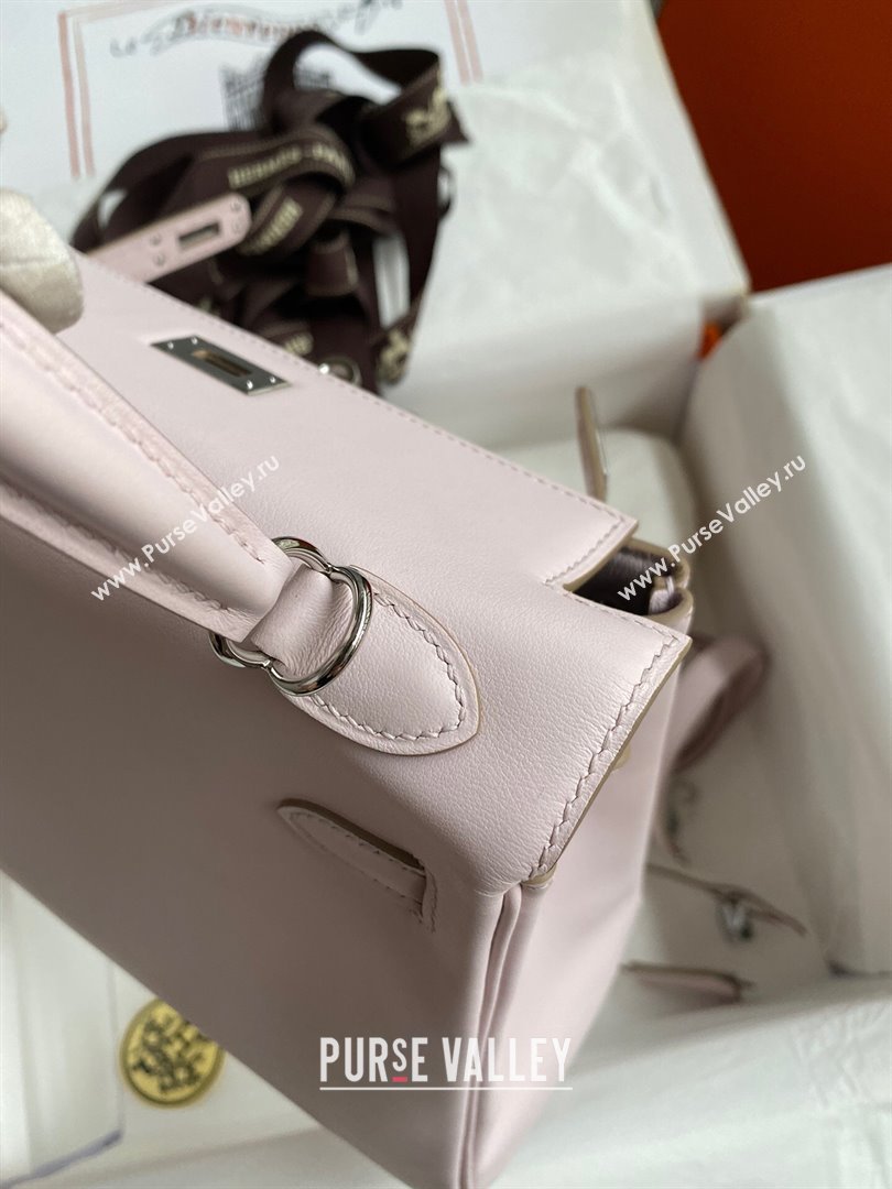 Hermes Kelly 25/28 Bag in Original Swift Leather Fantasy Violet/Silver 2024 (Full Handmade) (XYA-24040901)
