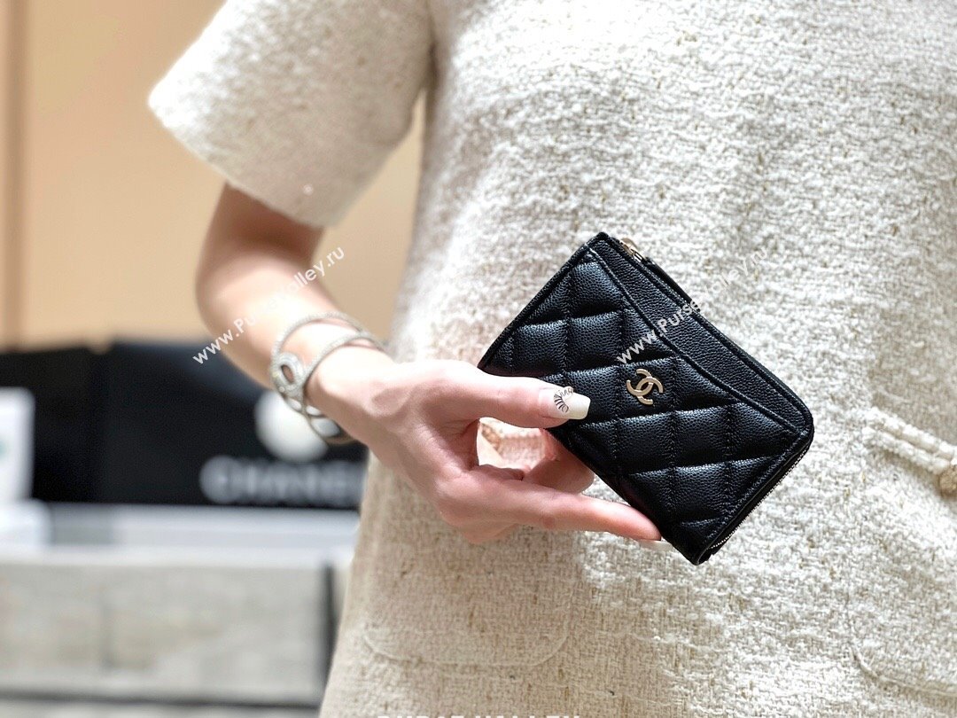 Chanel Classic Zipped Card Holder in Grained Calfskin AP3179 Black 2024 Top Quality (SHUNY-24072210)