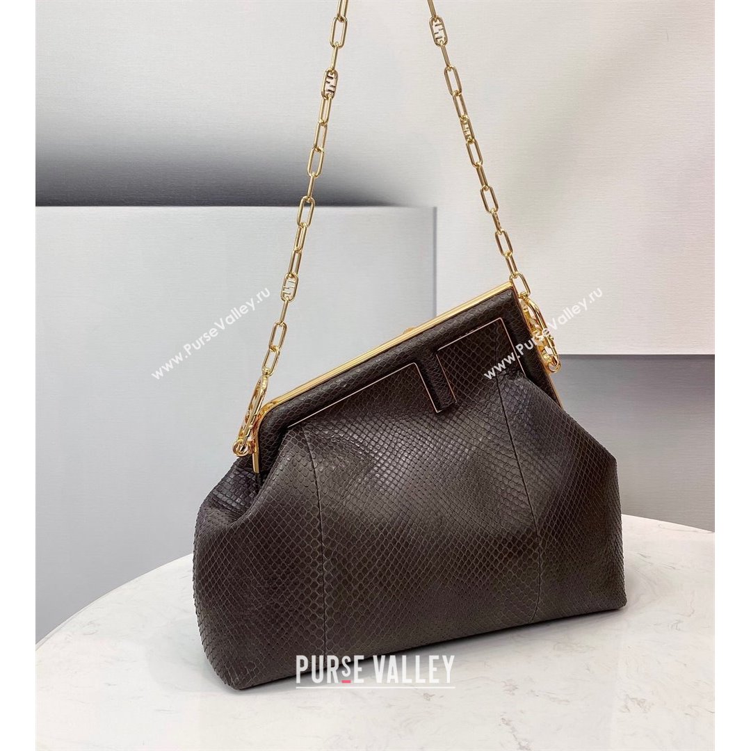 Fendi First Medium Snakeskin Leather Bag Coffee Brown 2021 80018L (CL-21090606)