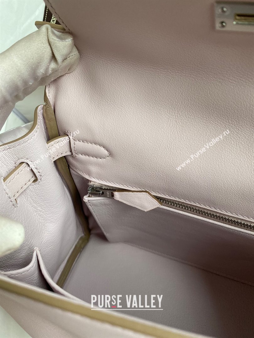 Hermes Kelly 25/28 Bag in Original Swift Leather Fantasy Violet/Silver 2024 (Full Handmade) (XYA-24040901)