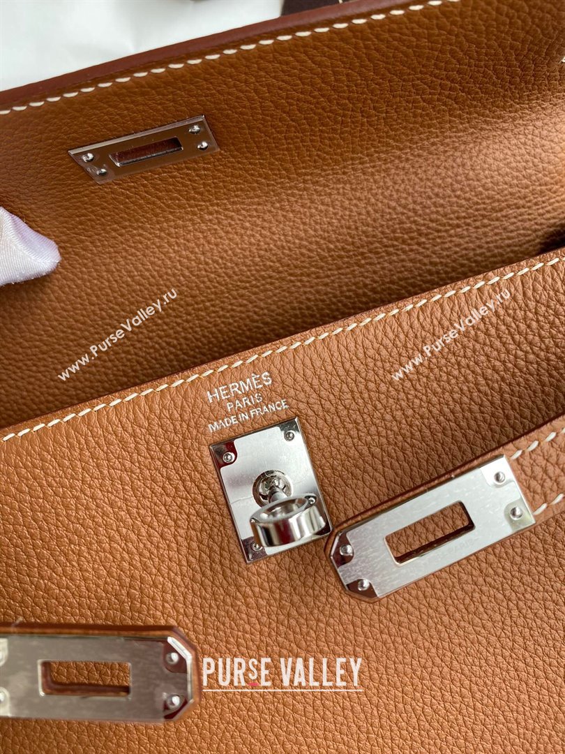 Hermes Kelly 25/28cm Bag in Original Togo Leather Brown/Silver 2024(Handmade) (M-24022002)