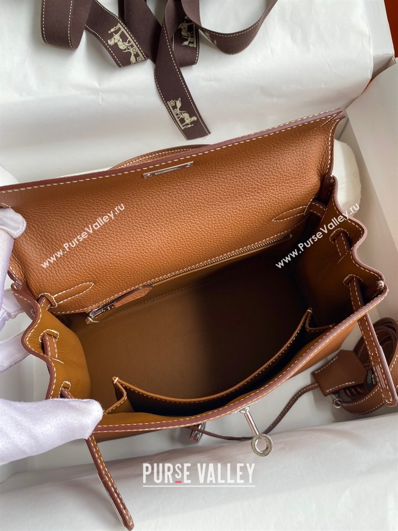 Hermes Kelly 25/28cm Bag in Original Togo Leather Brown/Silver 2024(Handmade) (M-24022002)