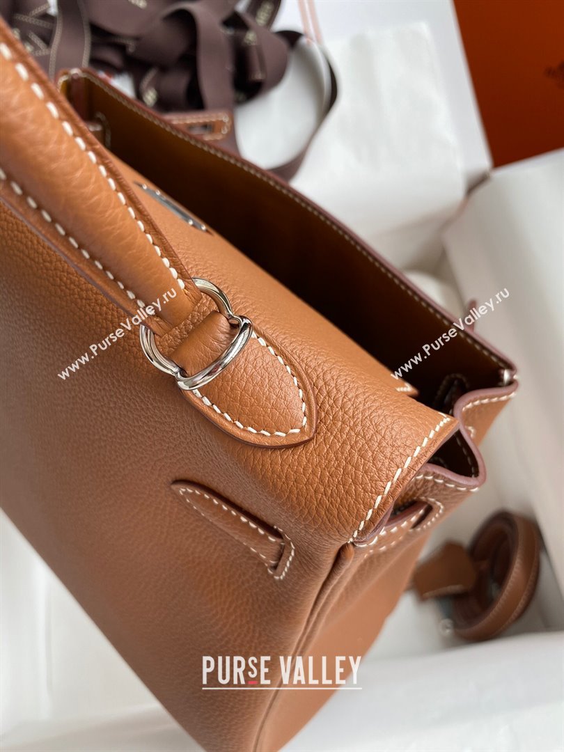 Hermes Kelly 25/28cm Bag in Original Togo Leather Brown/Silver 2024(Handmade) (M-24022002)