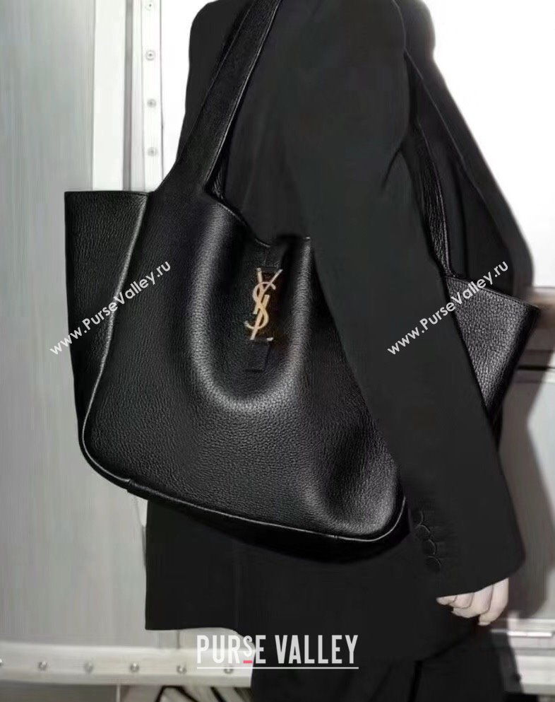 Saint Laurent Bea Tote in Grained Leather 763435 Black 2023 (NA-23111001)