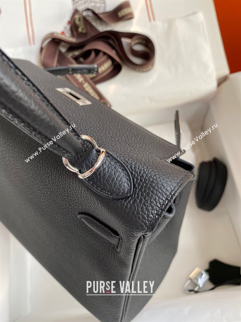 Hermes Kelly 25/28cm Bag in Original Togo Leather Black/Silver 2024(Handmade) (M-24022814)