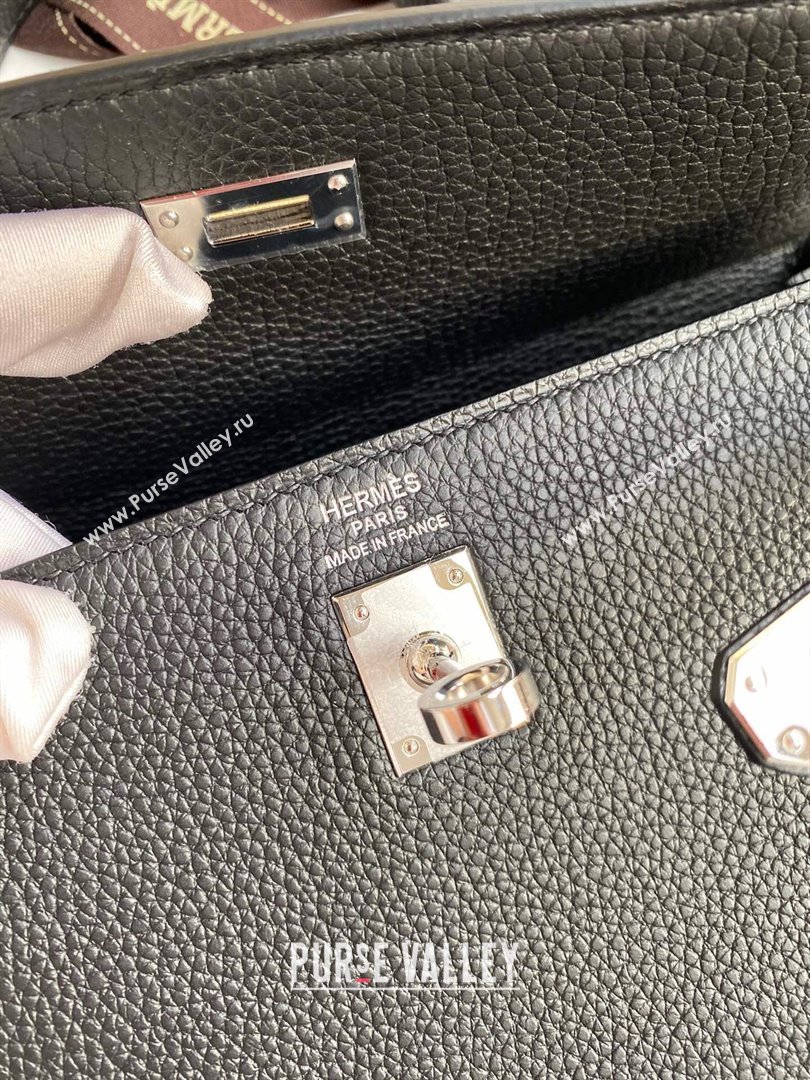 Hermes Kelly 25/28cm Bag in Original Togo Leather Black/Silver 2024(Handmade) (M-24022814)