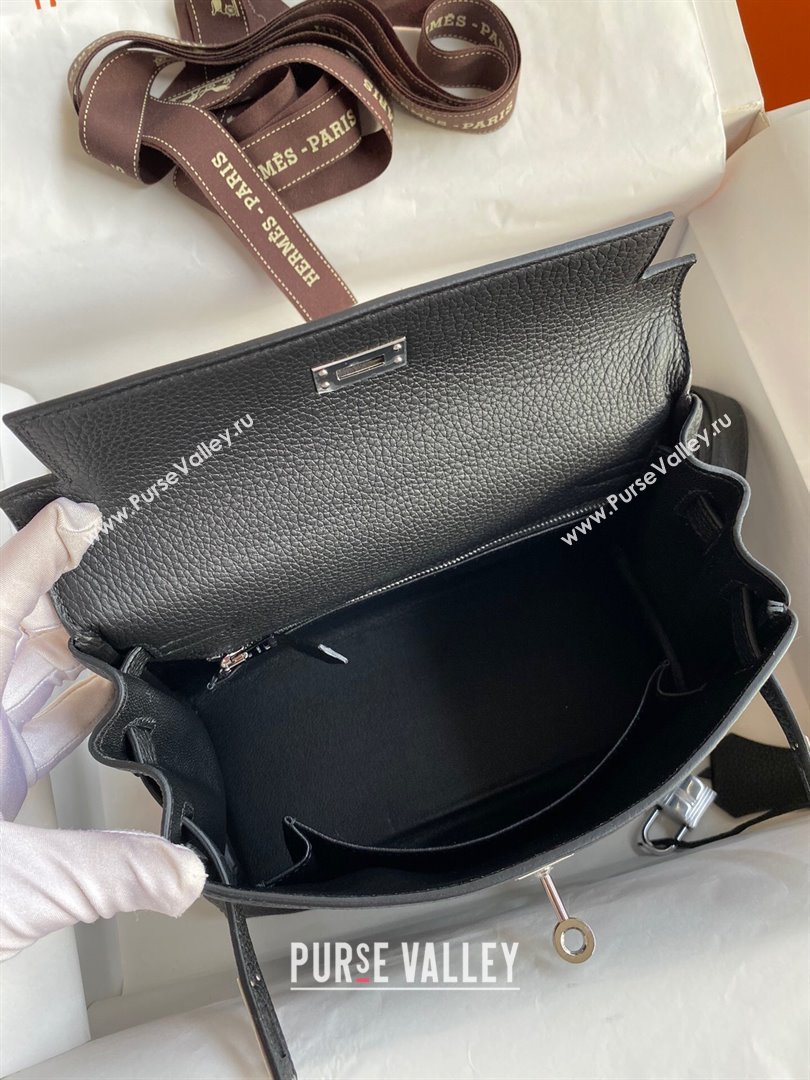 Hermes Kelly 25/28cm Bag in Original Togo Leather Black/Silver 2024(Handmade) (M-24022814)