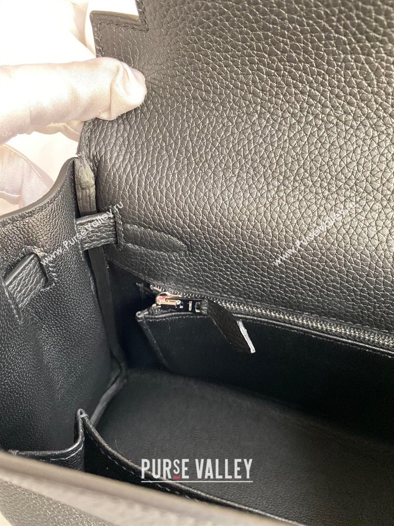 Hermes Kelly 25/28cm Bag in Original Togo Leather Black/Silver 2024(Handmade) (M-24022814)