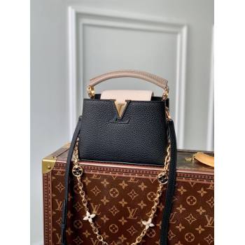 Louis Vuitton Capucines Mini Bag with Flower Chain in Taurillon Leather M20708 Black 2024 (KI-240218030)