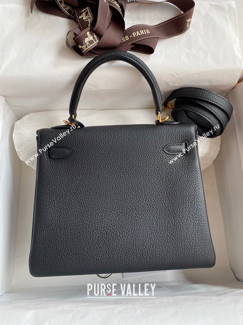 Hermes Kelly 25/28cm Bag in Original Togo Leather Black/Gold 2024(Handmade) (M-24022815)