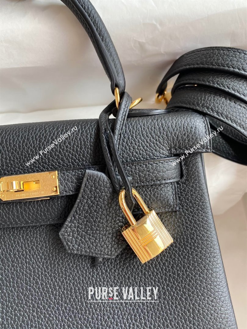 Hermes Kelly 25/28cm Bag in Original Togo Leather Black/Gold 2024(Handmade) (M-24022815)