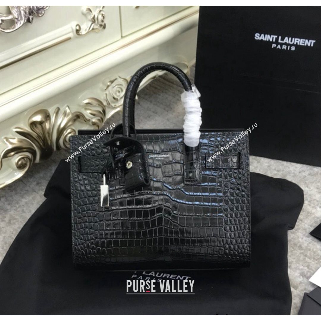 Saint Laurent Classic Nano Sac De Jour Bag in Embossed Crocodile Leather Black 2021 (YID-210827052)